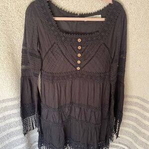 Artisan de Luxe black fringe shirt - M
